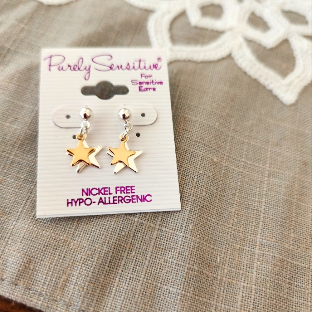 💥SALE💥Purely Sensitive,NWT, Gold & Silver Star Earrings